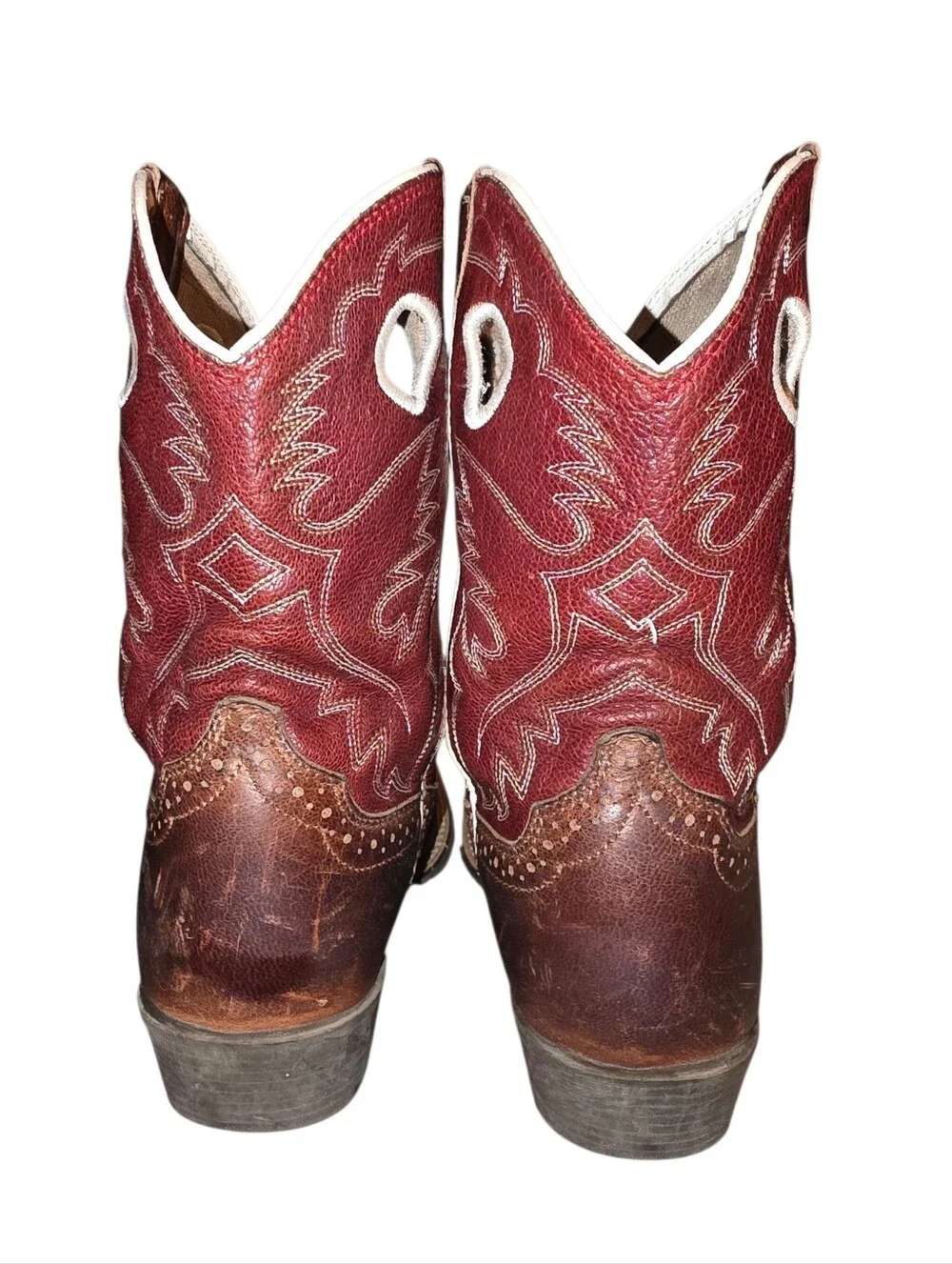 Ariat Kids Heritage Roughstock Western Cowboy Boots Tan And Cherry Sz 3